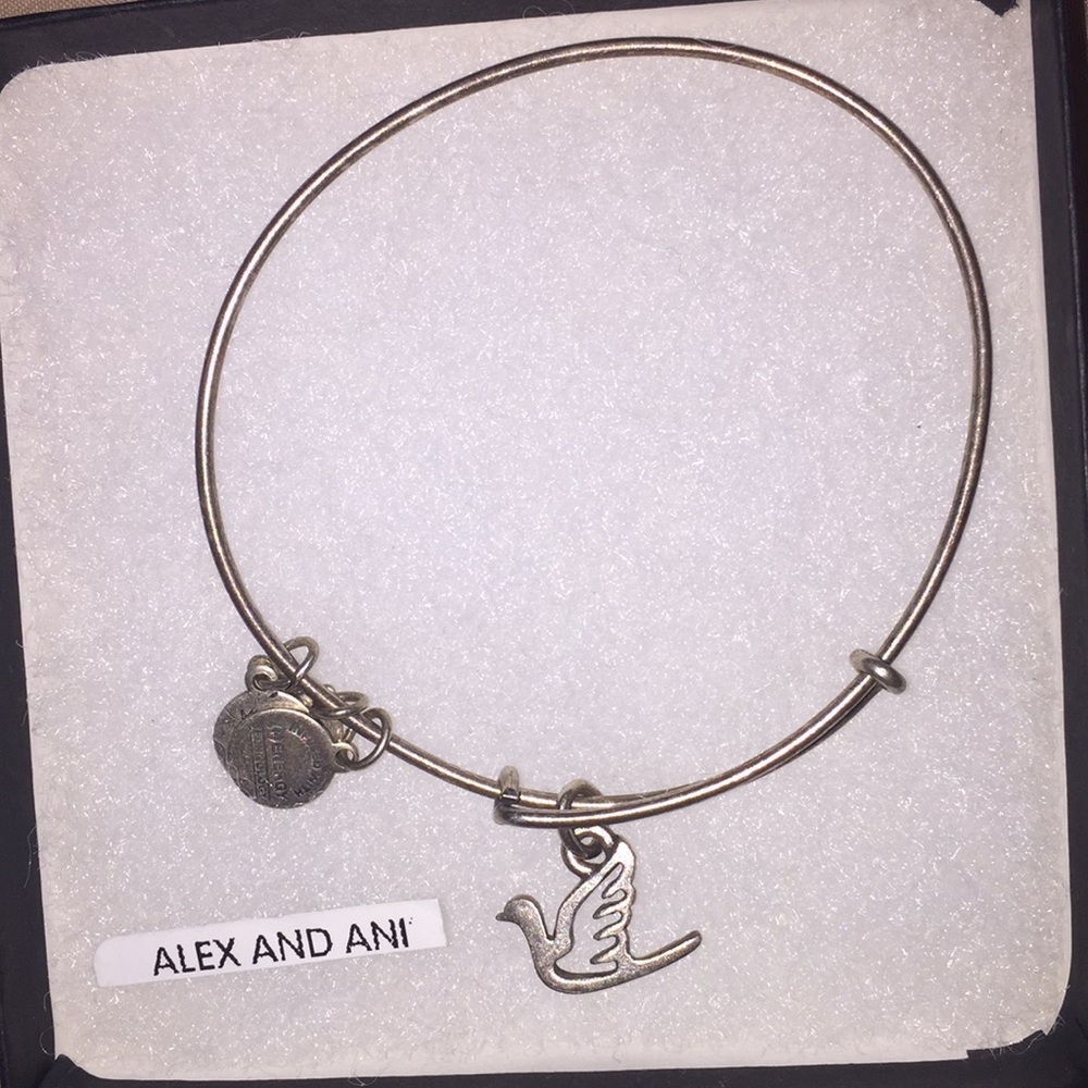 Silver Alex and Ani Dove bracelet